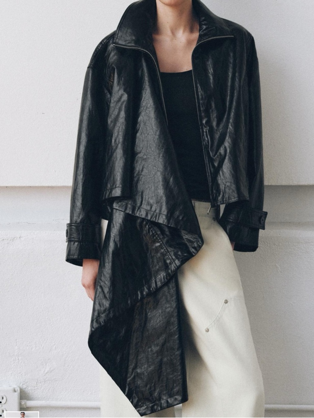 Zara Faux Leather Jacket with Scarf ZW Collection